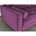 Canapé en velours de style moderne du milieu du siècle avec coussins capitonnés, 3 places — Plusieurs coloris