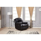 Canapé inclinable électrique en cuir collé marron/gris/noir avec port USB et repose-pieds, 3 places