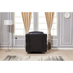 Canapé inclinable électrique en cuir collé marron/gris/noir avec port USB et repose-pieds, 3 places