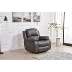 Canapé inclinable électrique en cuir collé marron/gris/noir avec port USB et repose-pieds, 3 places