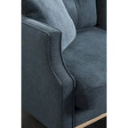 Causeuse moderne en tissu (bleu/vert/gris) avec ports de chargement USB et oreillers lombaires, 2 places