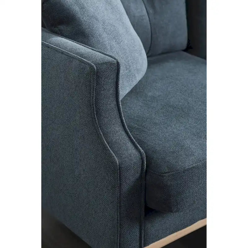 Causeuse moderne en tissu (bleu/vert/gris) avec ports de chargement USB et oreillers lombaires, 2 places