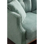 Causeuse moderne en tissu (bleu/vert/gris) avec ports de chargement USB et oreillers lombaires, 2 places