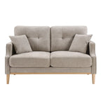 Causeuse moderne en tissu (bleu/vert/gris) avec ports de chargement USB et oreillers lombaires, 2 places