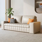 Causeuse convertible moderne gris clair / orange / noir avec rangement, 2 places