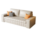 Causeuse convertible moderne gris clair / orange / noir avec rangement, 2 places