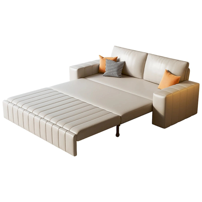 Causeuse convertible moderne gris clair / orange / noir avec rangement, 2 places