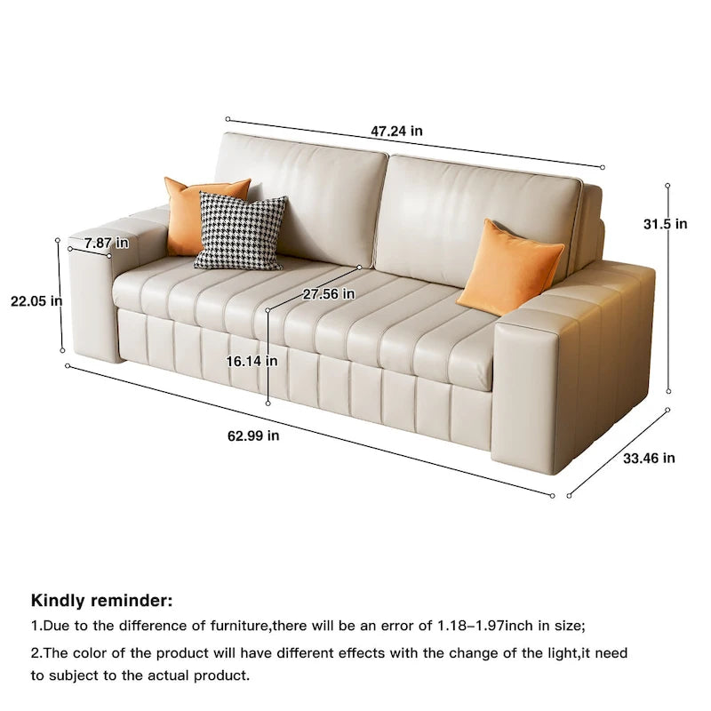 Causeuse convertible moderne gris clair / orange / noir avec rangement, 2 places