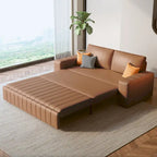 Causeuse convertible moderne gris clair / orange / noir avec rangement, 2 places