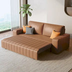 Causeuse convertible moderne gris clair / orange / noir avec rangement, 2 places