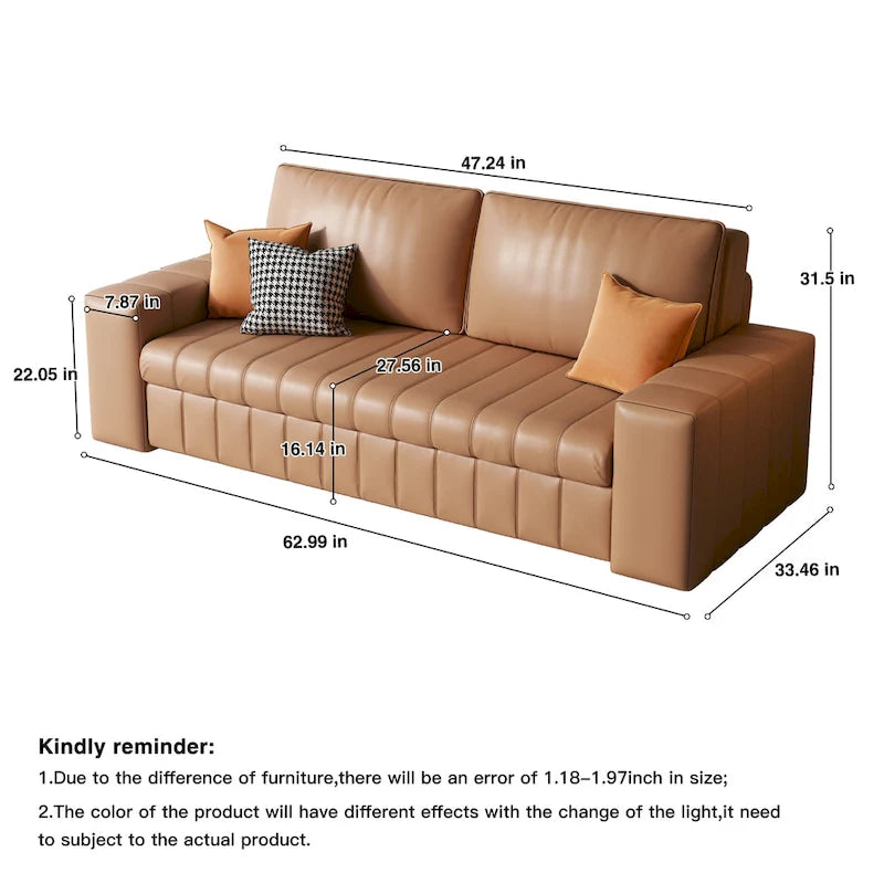 Causeuse convertible moderne gris clair / orange / noir avec rangement, 2 places