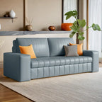 Causeuse convertible moderne gris clair / orange / noir avec rangement, 2 places