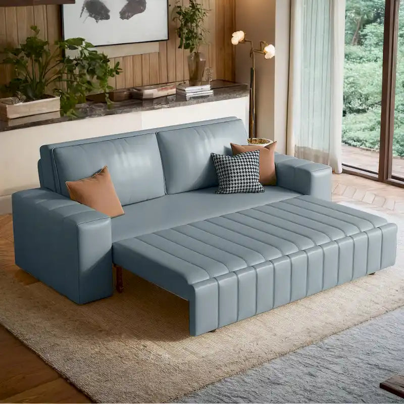Causeuse convertible moderne gris clair / orange / noir avec rangement, 2 places