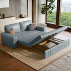 Causeuse convertible moderne gris clair / orange / noir avec rangement, 2 places