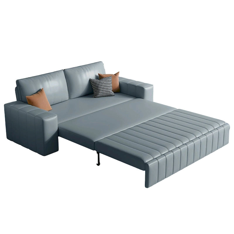 Causeuse convertible moderne gris clair / orange / noir avec rangement, 2 places