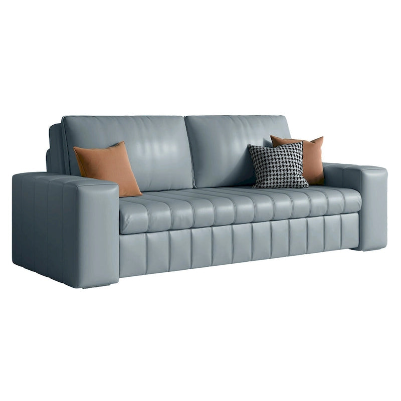 Causeuse convertible moderne gris clair / orange / noir avec rangement, 2 places