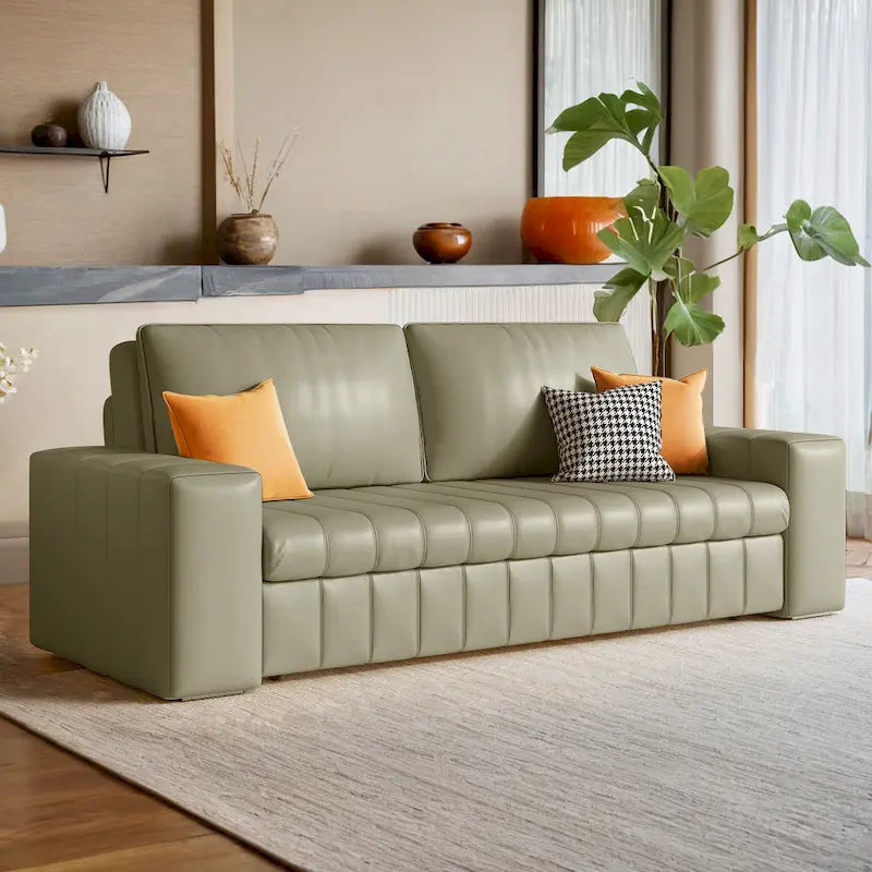Causeuse convertible moderne gris clair / orange / noir avec rangement, 2 places