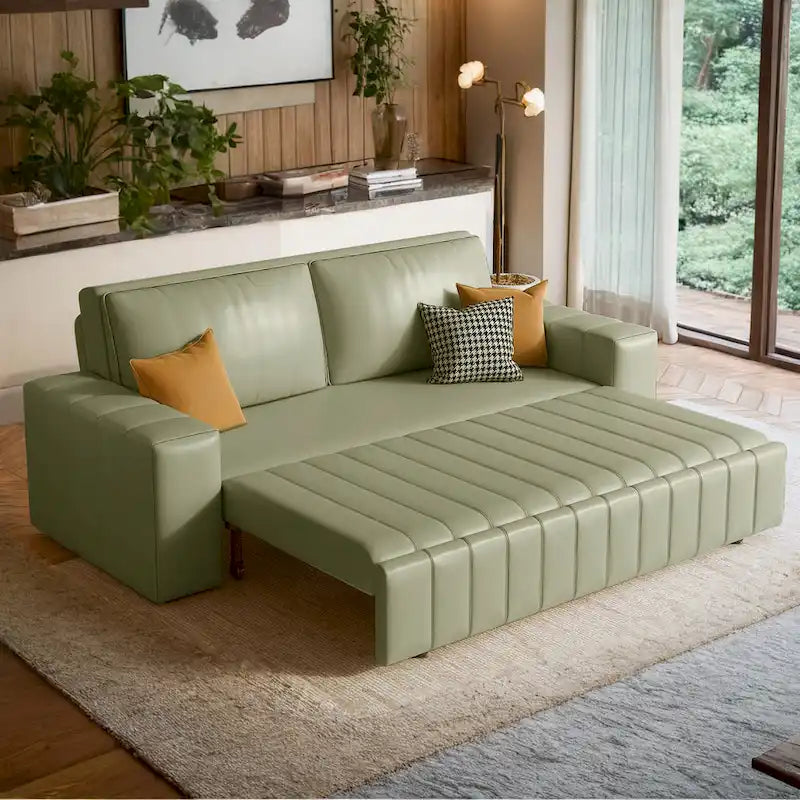 Causeuse convertible moderne gris clair / orange / noir avec rangement, 2 places