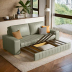 Causeuse convertible moderne gris clair / orange / noir avec rangement, 2 places