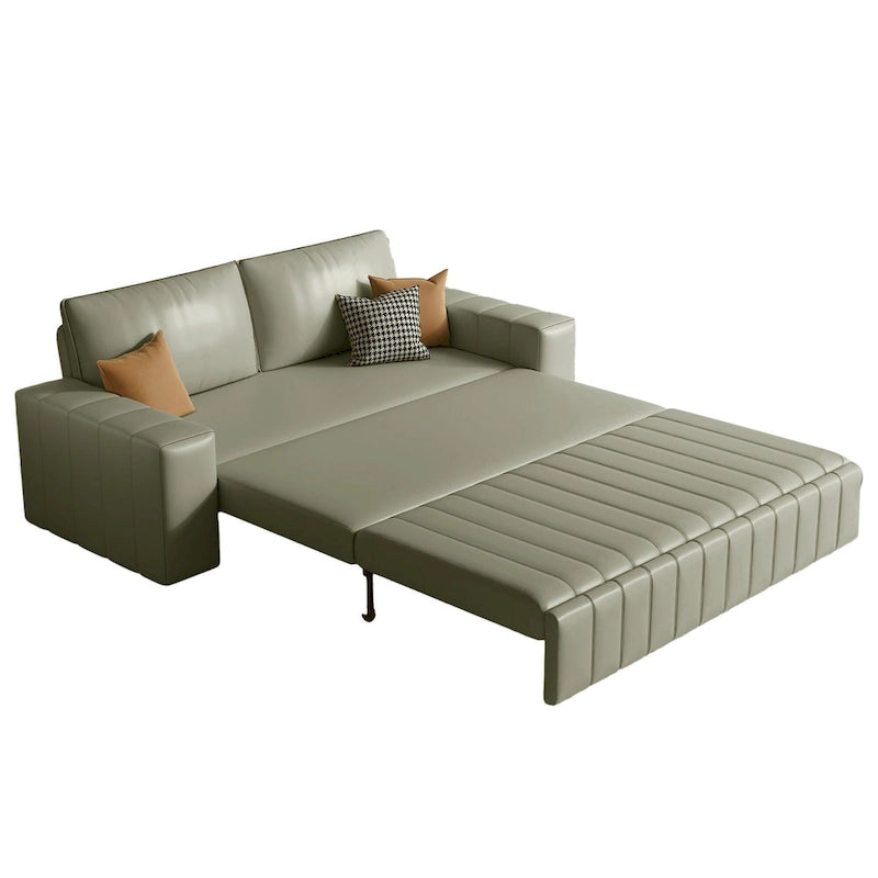 Causeuse convertible moderne gris clair / orange / noir avec rangement, 2 places