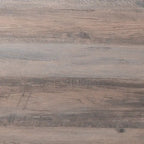 Table basse de ferme à 2 niveaux en chêne rustique / gris délavé / gris tremble avec croisillons et capuchons d'angle métalliques