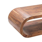 Table basse en manguier moderne noyer avec étagère inférieure ouverte, 129,5 cm