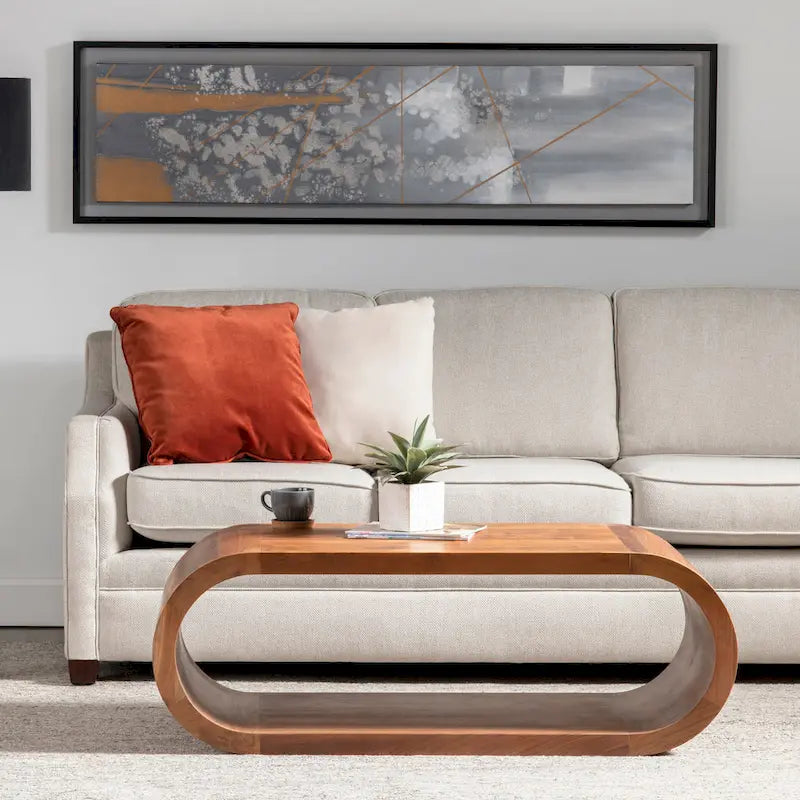 Table basse en manguier moderne noyer avec étagère inférieure ouverte, 129,5 cm