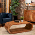 Table basse en manguier moderne noyer avec étagère inférieure ouverte, 129,5 cm