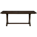 Table de salle à manger à rallonge avec piètement à tréteaux traditionnel, marron, plateau à lames transversales, pour 6 à 8 personnes