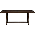 Table de salle à manger à rallonge avec piètement à tréteaux traditionnel, marron, plateau à lames transversales, pour 6 à 8 personnes