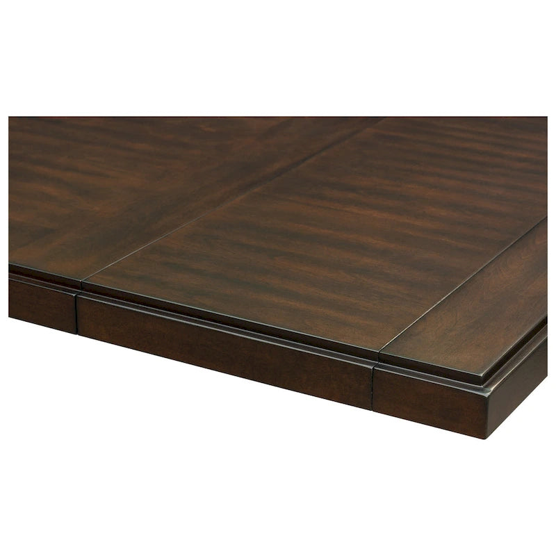 Table de salle à manger à rallonge avec piètement à tréteaux traditionnel, marron, plateau à lames transversales, pour 6 à 8 personnes