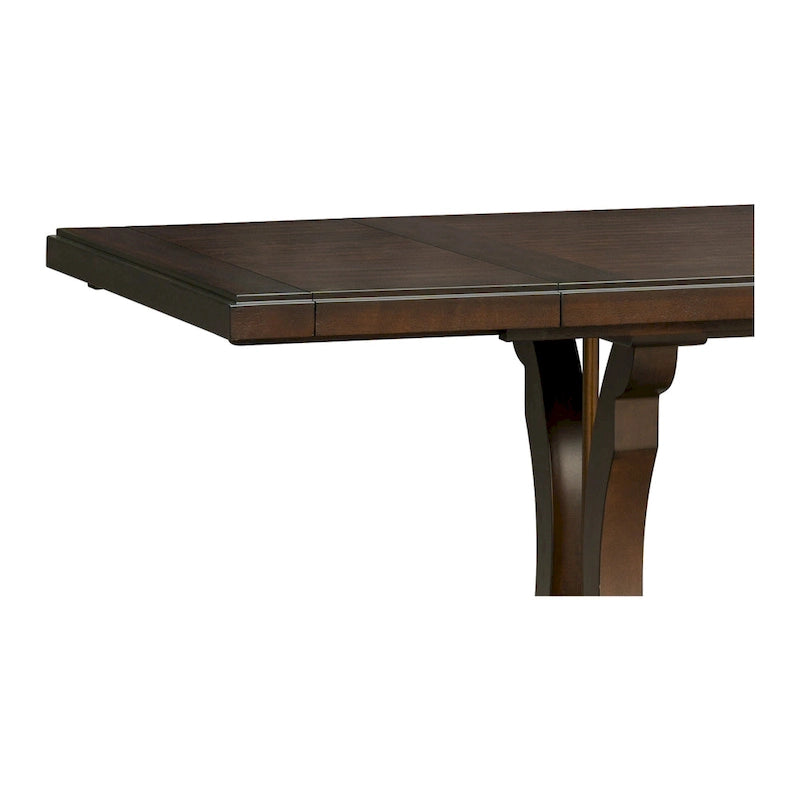 Table de salle à manger à rallonge avec piètement à tréteaux traditionnel, marron, plateau à lames transversales, pour 6 à 8 personnes