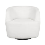 Fauteuil pivotant club en tissu bouclé blanc / beige / noir avec piètement en fer, une place