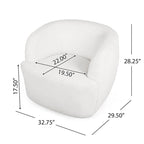 Fauteuil pivotant club en tissu bouclé blanc / beige / noir avec piètement en fer, une place