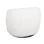 Fauteuil pivotant club en tissu bouclé blanc / beige / noir avec piètement en fer, une place