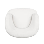 Fauteuil pivotant club en tissu bouclé blanc / beige / noir avec piètement en fer, une place