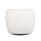 Fauteuil pivotant club en tissu bouclé blanc / beige / noir avec piètement en fer, une place