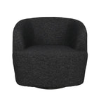 Fauteuil pivotant club en tissu bouclé blanc / beige / noir avec piètement en fer, une place