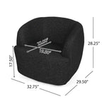 Fauteuil pivotant club en tissu bouclé blanc / beige / noir avec piètement en fer, une place