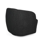 Fauteuil pivotant club en tissu bouclé blanc / beige / noir avec piètement en fer, une place