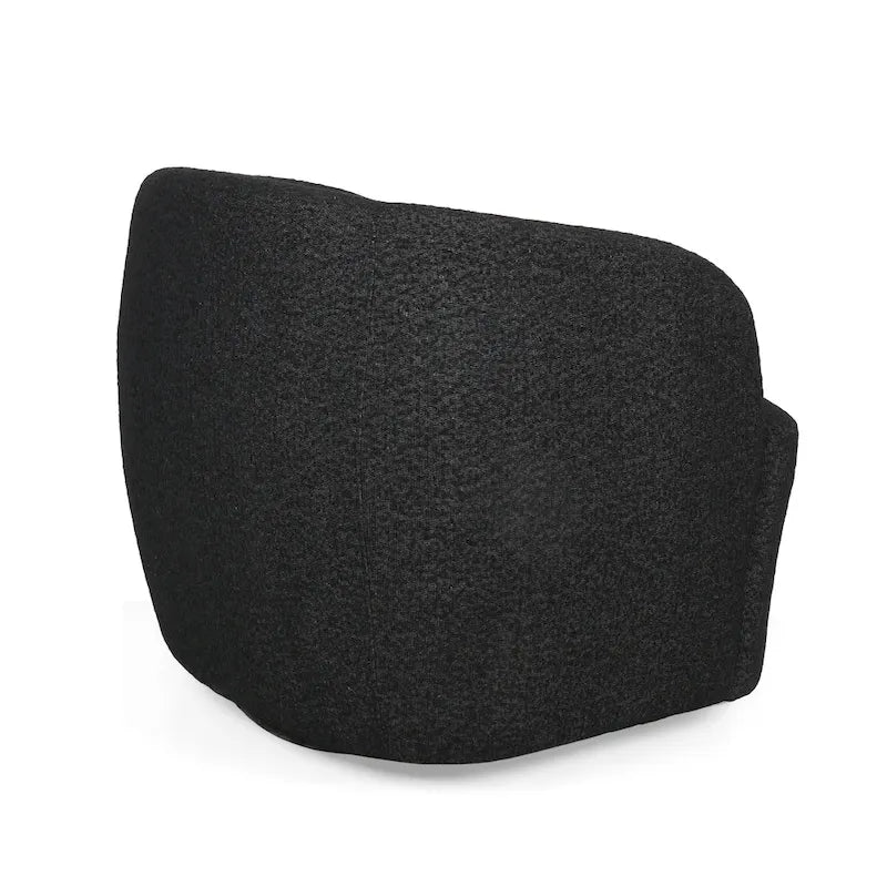 Fauteuil pivotant club en tissu bouclé blanc / beige / noir avec piètement en fer, une place