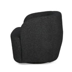 Fauteuil pivotant club en tissu bouclé blanc / beige / noir avec piètement en fer, une place