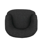 Fauteuil pivotant club en tissu bouclé blanc / beige / noir avec piètement en fer, une place