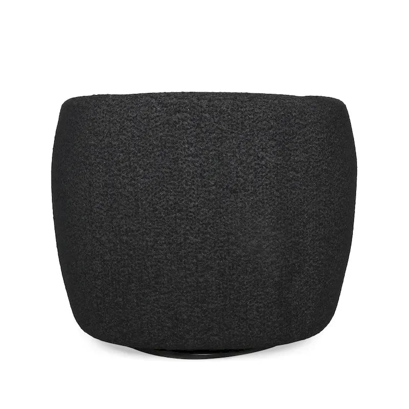 Fauteuil pivotant club en tissu bouclé blanc / beige / noir avec piètement en fer, une place