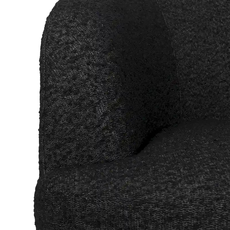 Fauteuil pivotant club en tissu bouclé blanc / beige / noir avec piètement en fer, une place