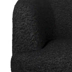 Fauteuil pivotant club en tissu bouclé blanc / beige / noir avec piètement en fer, une place