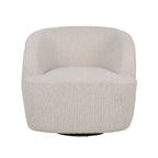 Fauteuil pivotant club en tissu bouclé blanc / beige / noir avec piètement en fer, une place