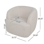 Fauteuil pivotant club en tissu bouclé blanc / beige / noir avec piètement en fer, une place