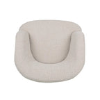 Fauteuil pivotant club en tissu bouclé blanc / beige / noir avec piètement en fer, une place