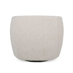 Fauteuil pivotant club en tissu bouclé blanc / beige / noir avec piètement en fer, une place